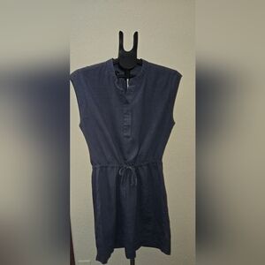 James Perse 100% Linen Navy Blue Sleeveless Dress